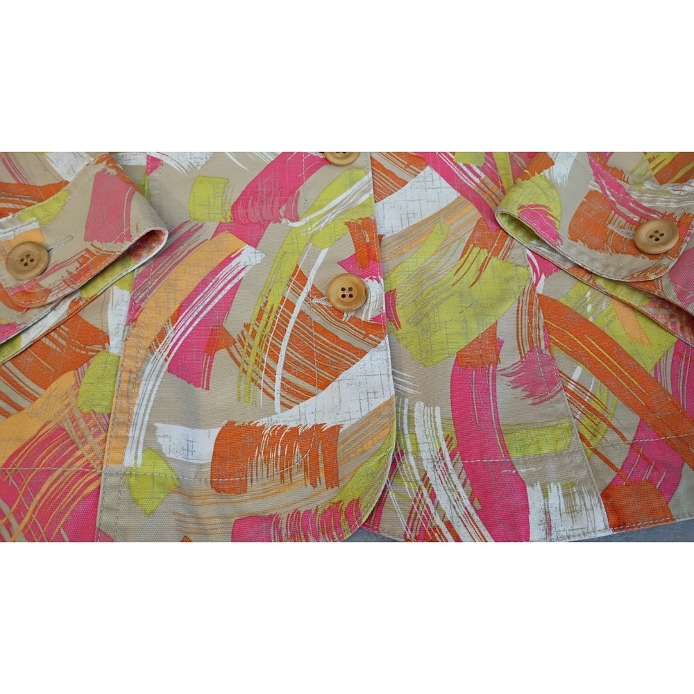 Ruby Rd Women Jacket Sz 16 Neon Abstract Print Button Front Pockets Bead Blazer - Picture 8 of 12